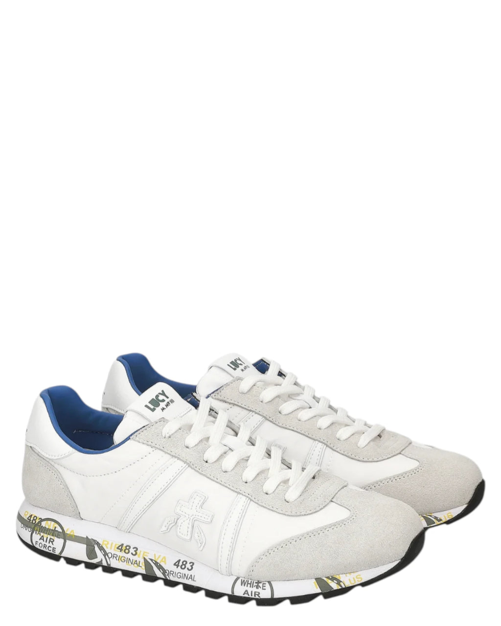 Baskets Premiata Lucyd 6915 en tissu et suède avec semelle EVA 3 cm