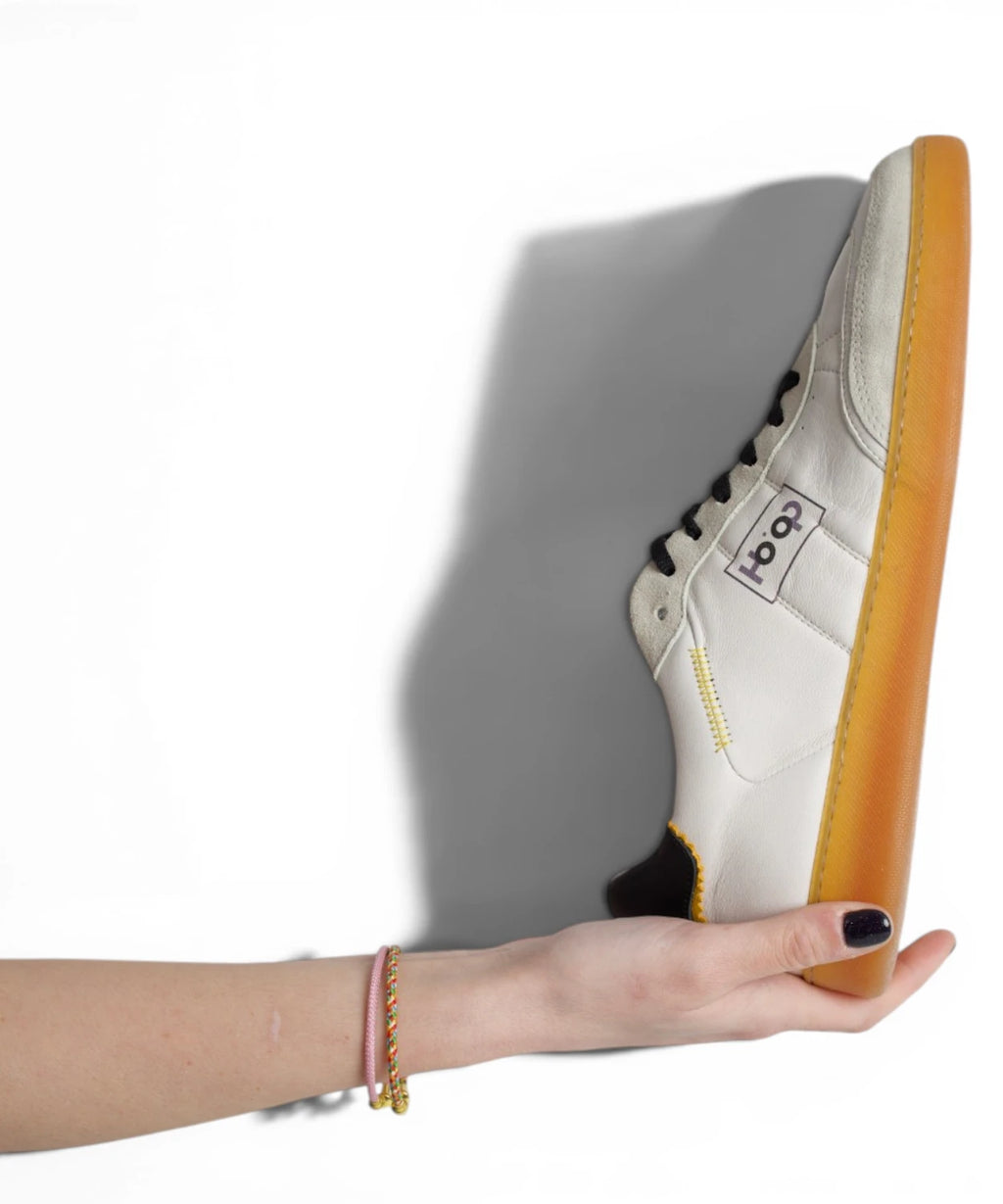 Sneakers Ho’op Mantra Offwhite Noir Jaune - Cuir Nappa