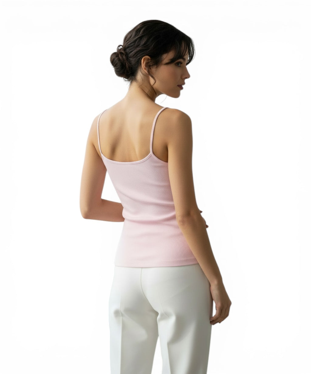 Débardeur Zaira côtelé avec patch floral orné de perles