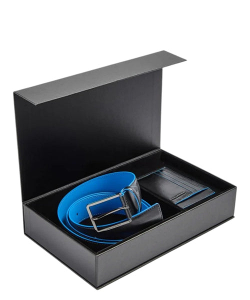 Coffret cadeau Homme Piquadro avec ceinture et Porte-cartes RFID