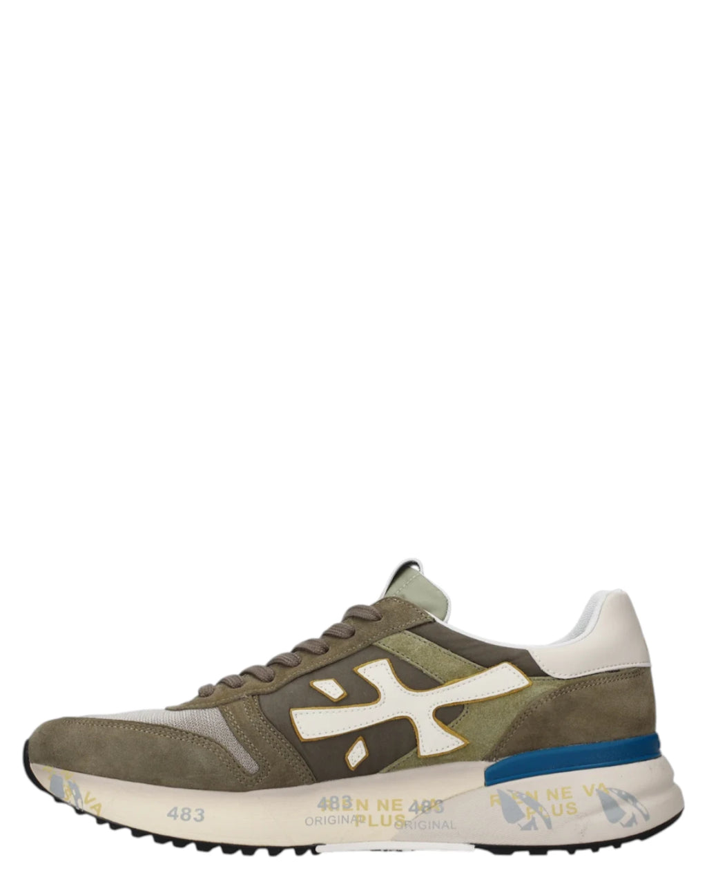 Sneakers Premiata Mick 8086 Homme Vertes en Cuir et Tissu