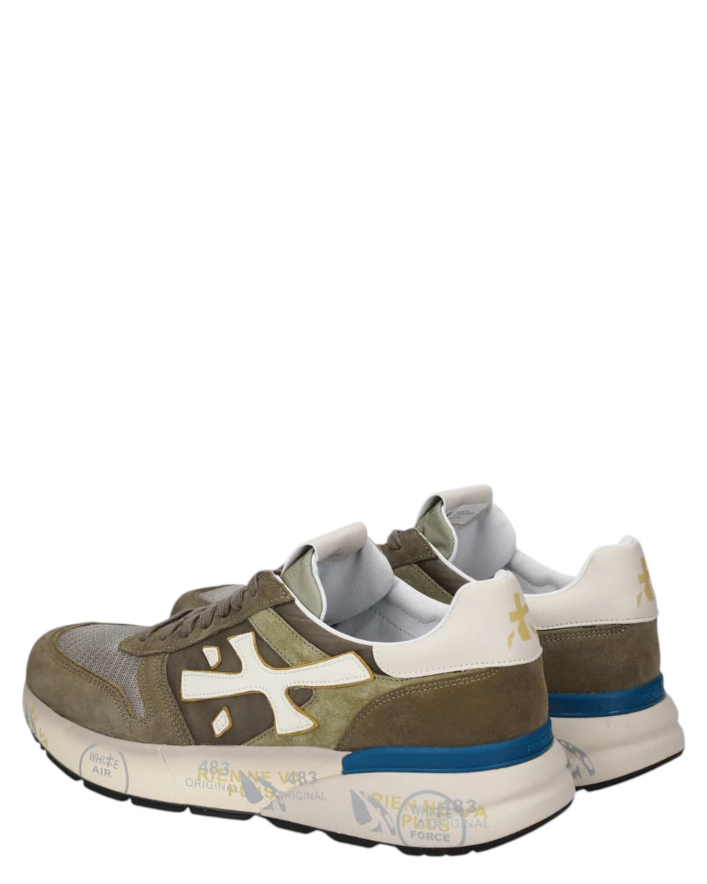 Sneakers Premiata Mick 8086 Homme Vertes en Cuir et Tissu