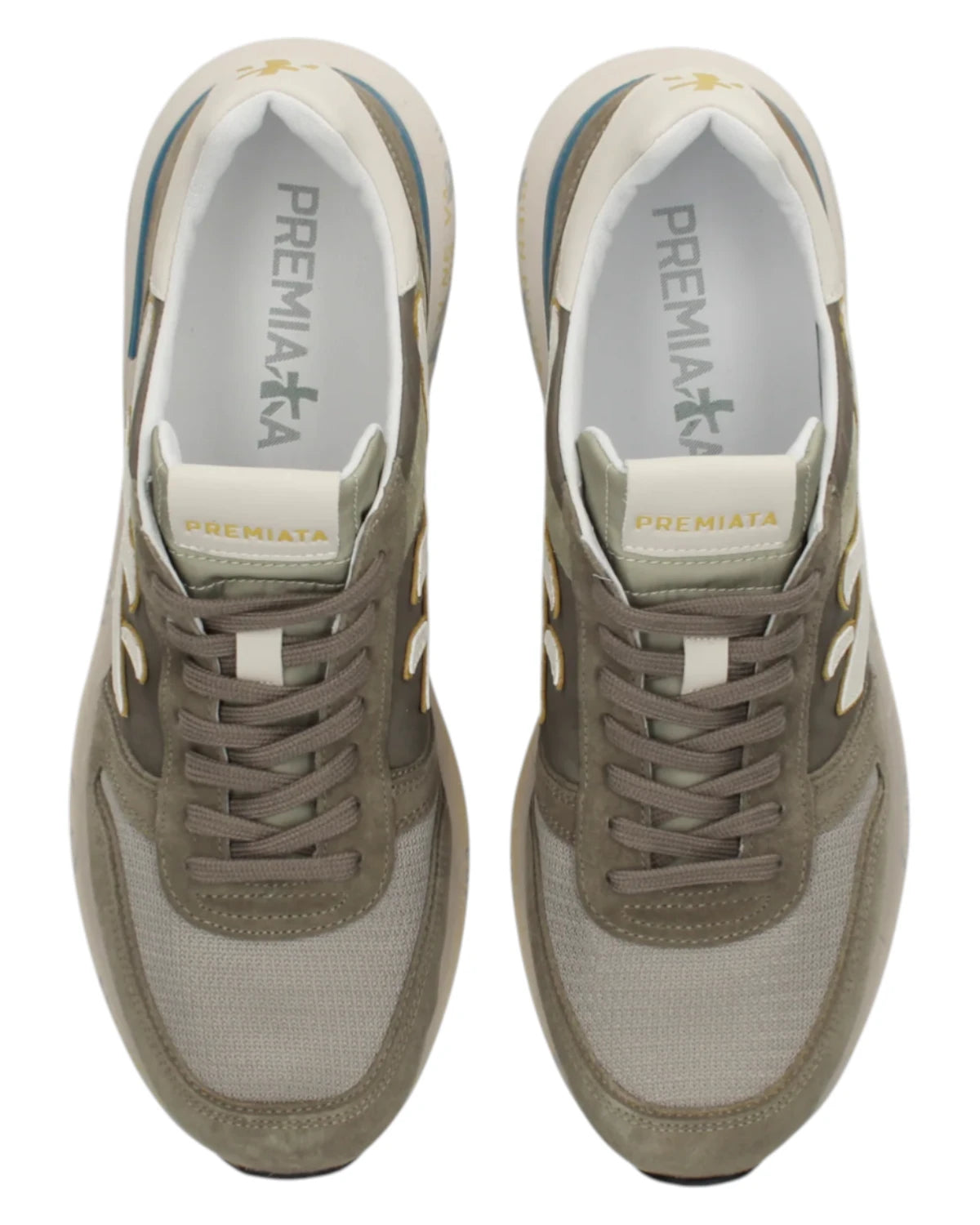 Premiata Mick 8086 Sneakers Uomo Verdi in Pelle e Tessuto