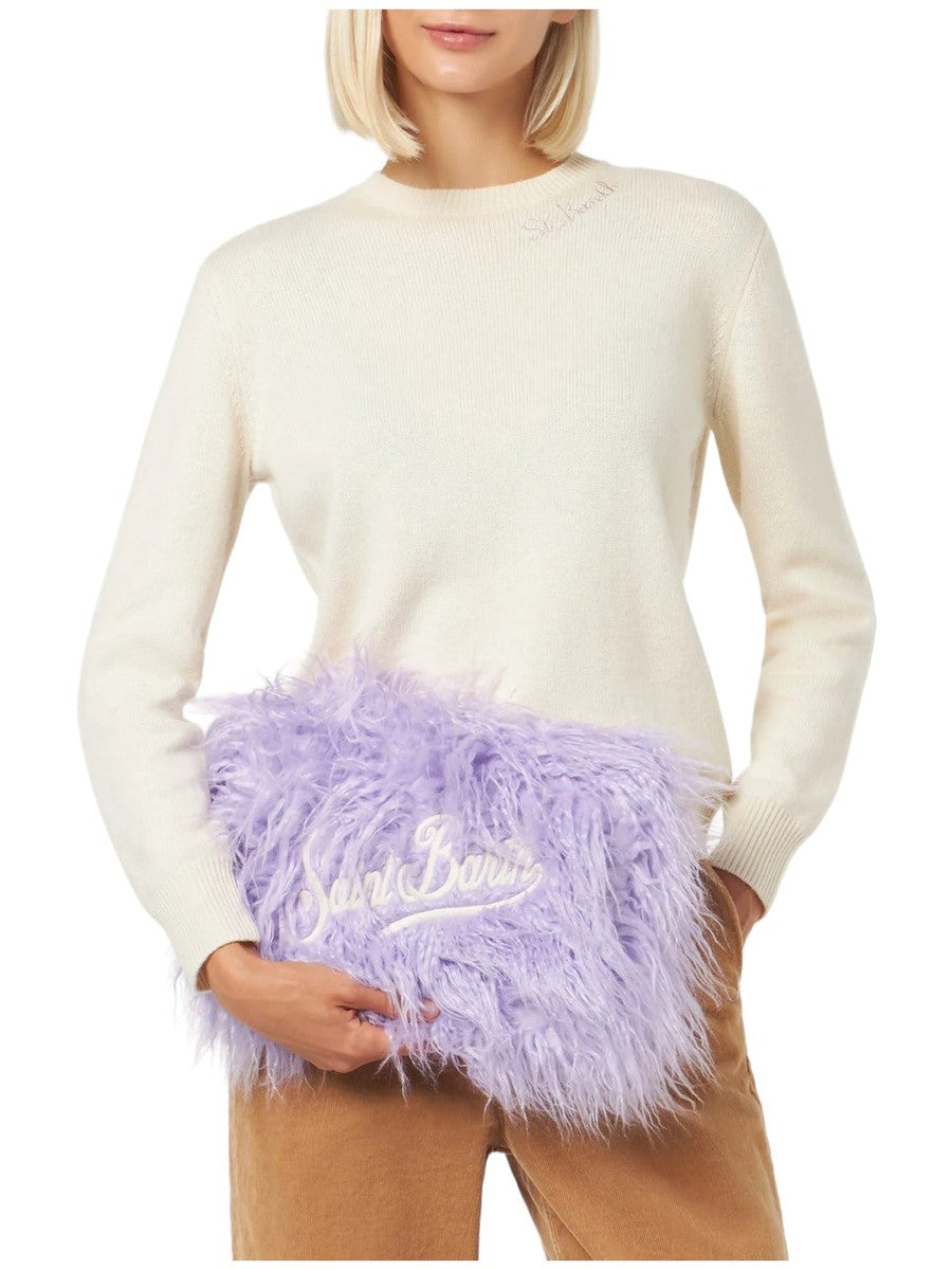 Pochette Mildred in pelo con ricamo Saint Barth-Mc2 Saint Barth-Pochette-Vittorio Citro Boutique