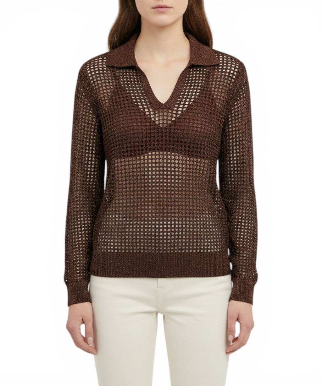 Pull femme ajouré en lurex de MC2 Saint Barth