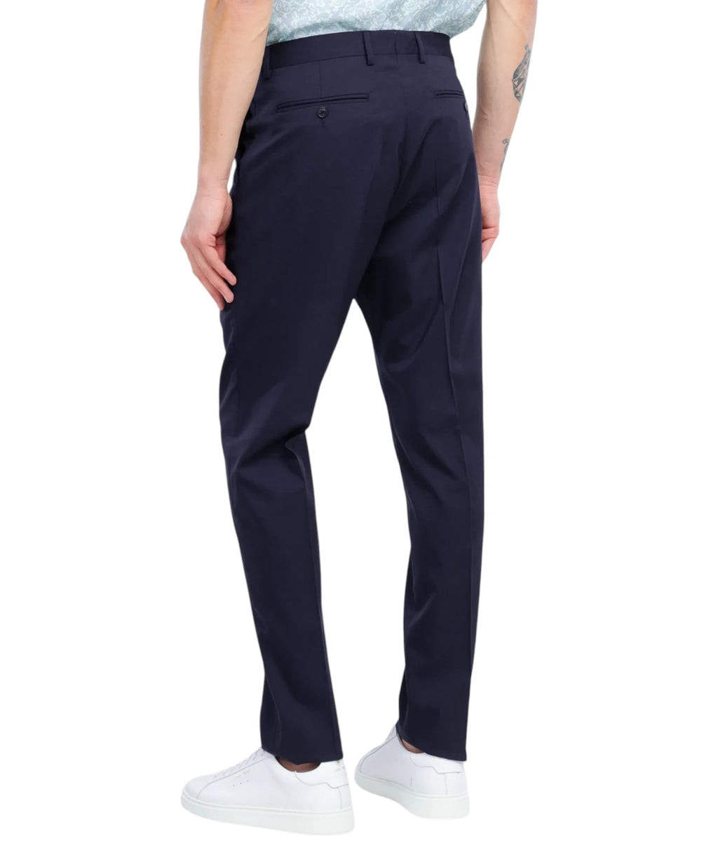 Pantalon Homme Bleu Slim Fit en Fresco Laine Stretch