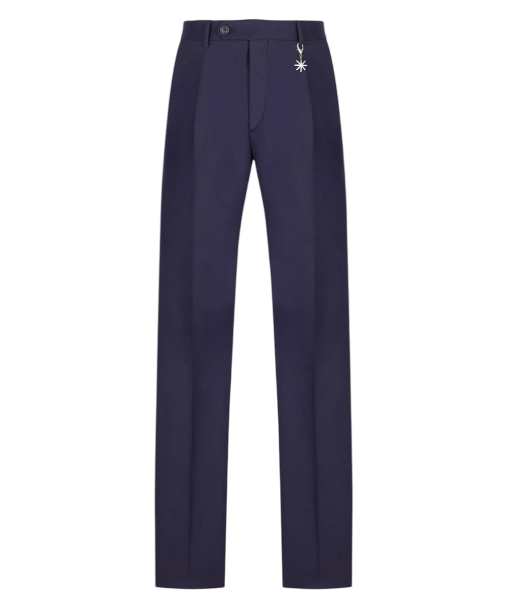Pantalon Homme Bleu Slim Fit en Fresco Laine Stretch