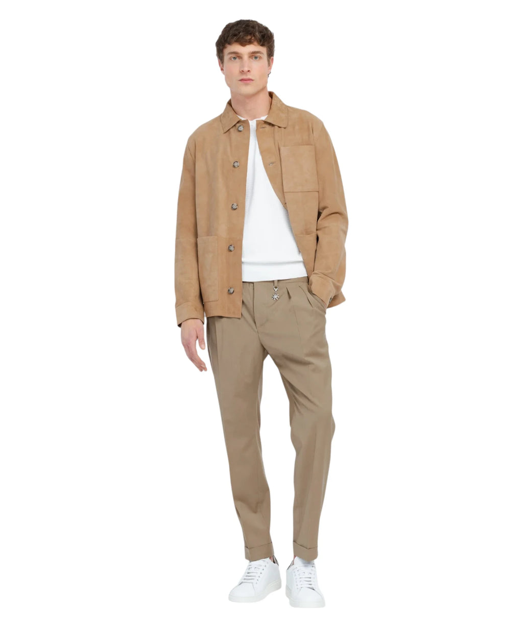 Pantalon homme beige en Fresco Lana stretch
