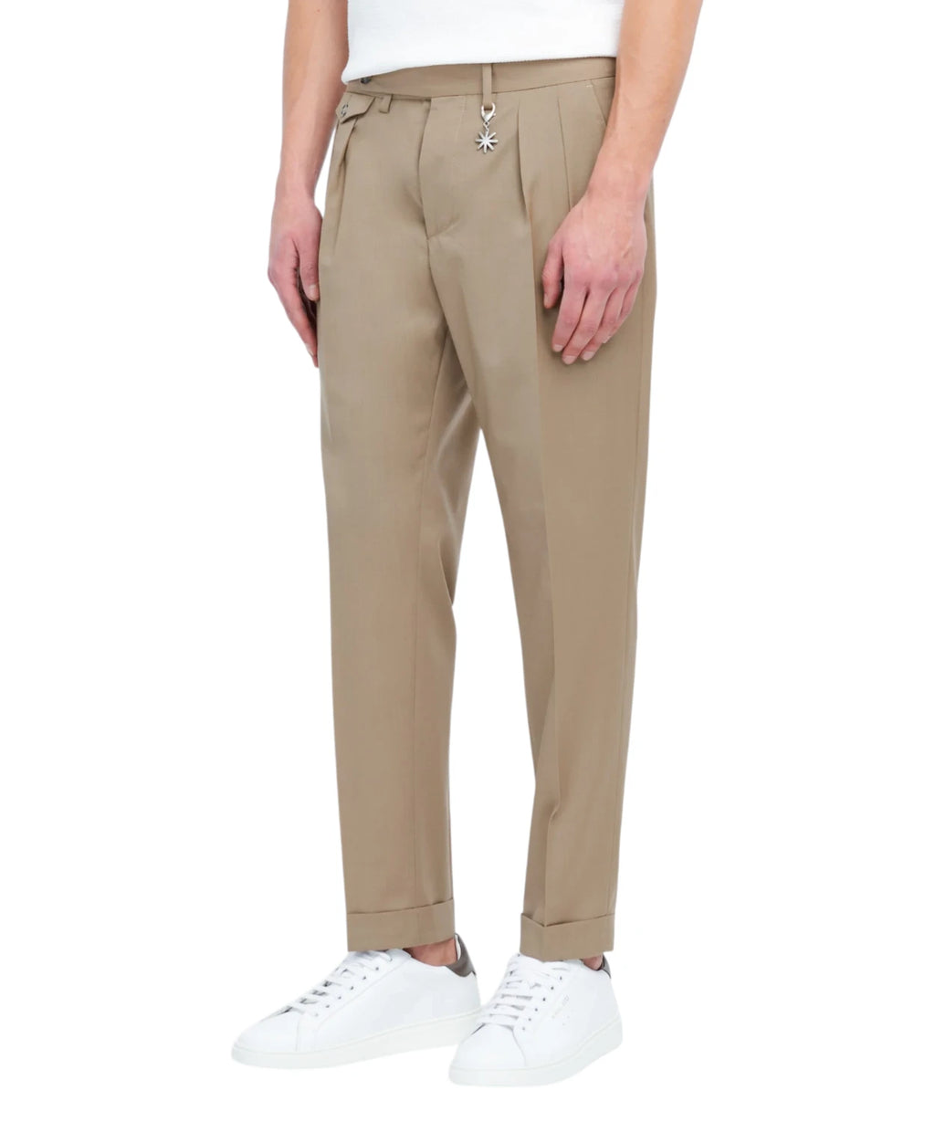 Pantalon homme beige en Fresco Lana stretch