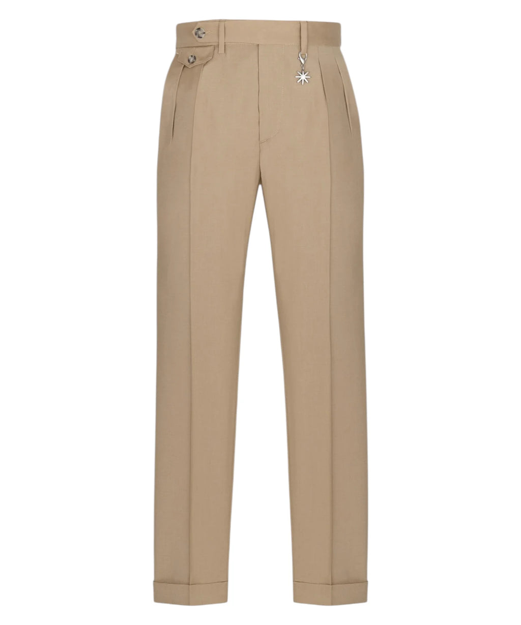 Pantalon homme beige en Fresco Lana stretch