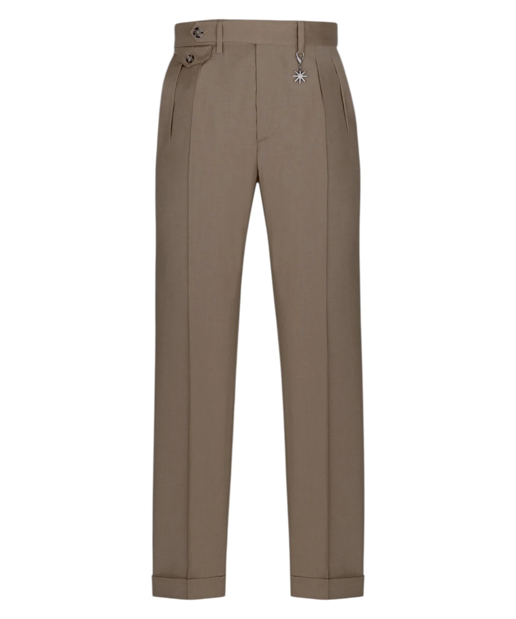 Pantalon Homme Laine Stretch Léger Beige Élégant