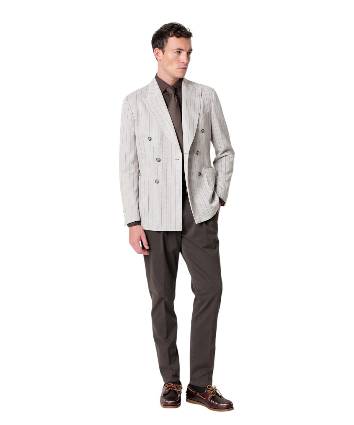 Veste Homme NUVOLA croisée en jersey Regimental mélangé de coton