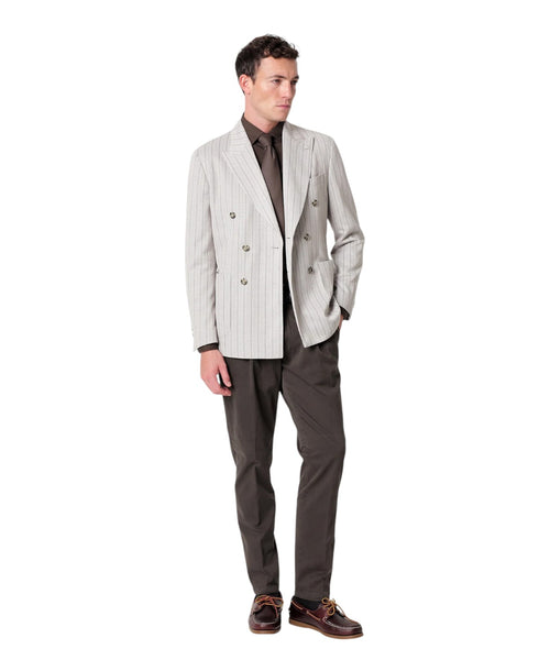 Veste Homme NUVOLA croisée en jersey Regimental mélangé de coton