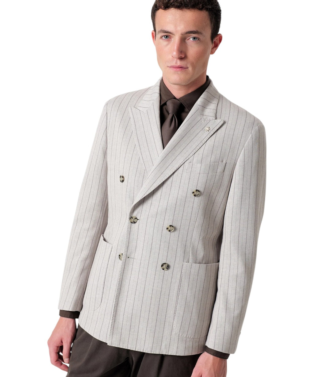 Veste Homme NUVOLA croisée en jersey Regimental mélangé de coton