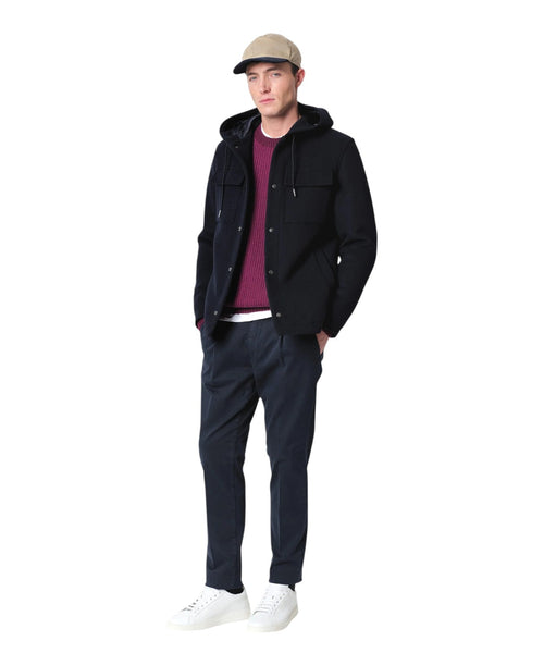 Blouson Homme à capuche en drap mélangé de laine