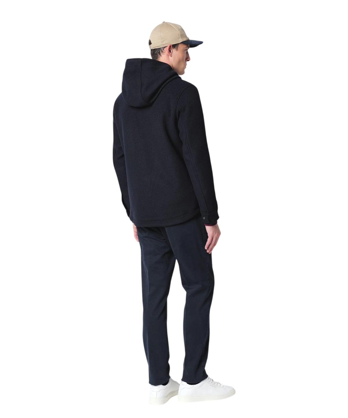 Blouson Homme à capuche en drap mélangé de laine