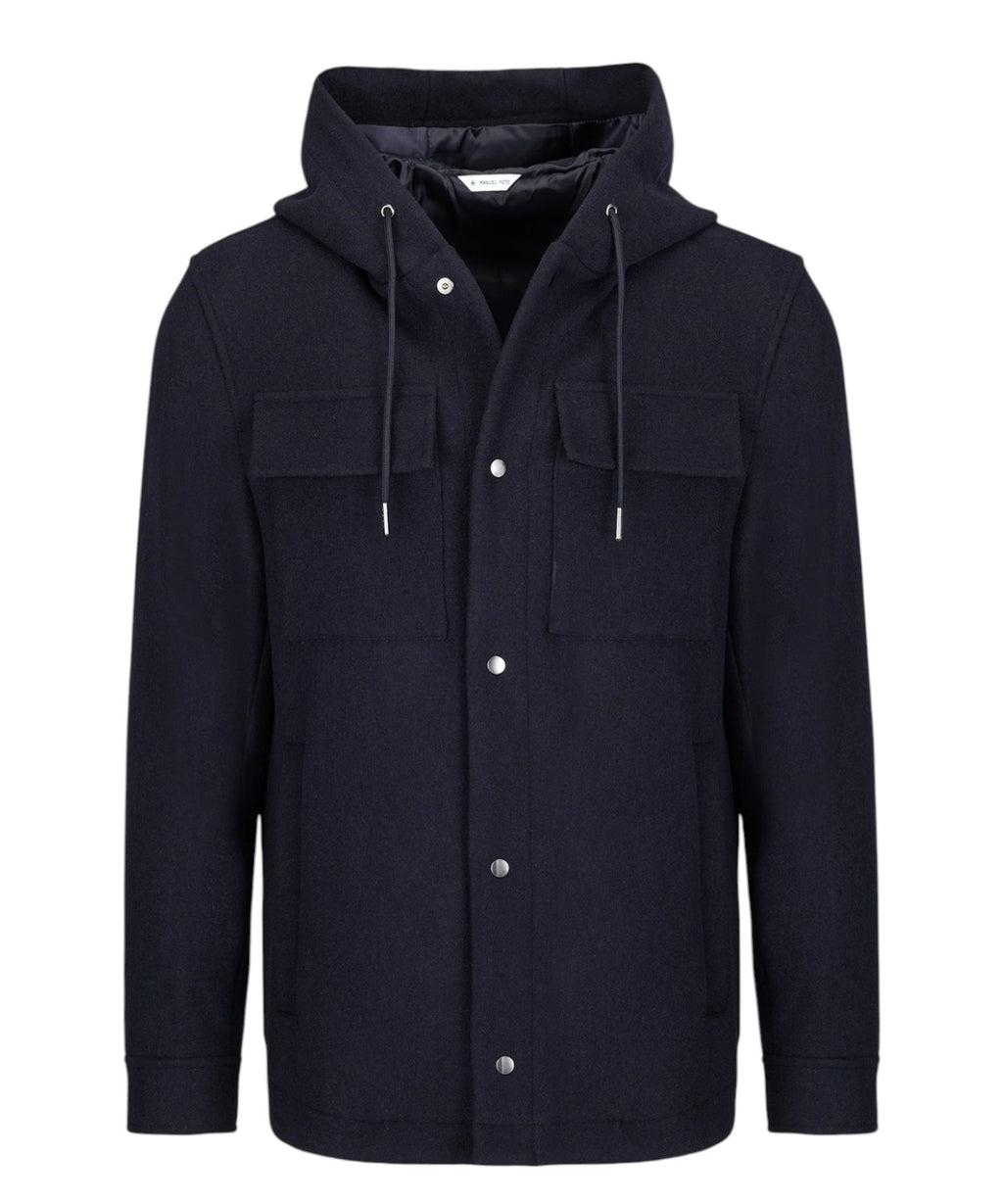 Blouson Homme à capuche en drap mélangé de laine