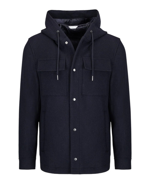 Blouson Homme à capuche en drap mélangé de laine
