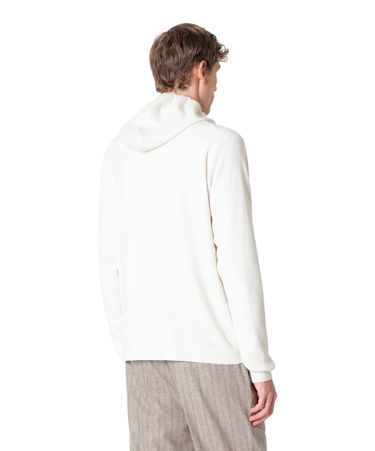 Pull Homme à capuche zippé en mélange de laine mérinos