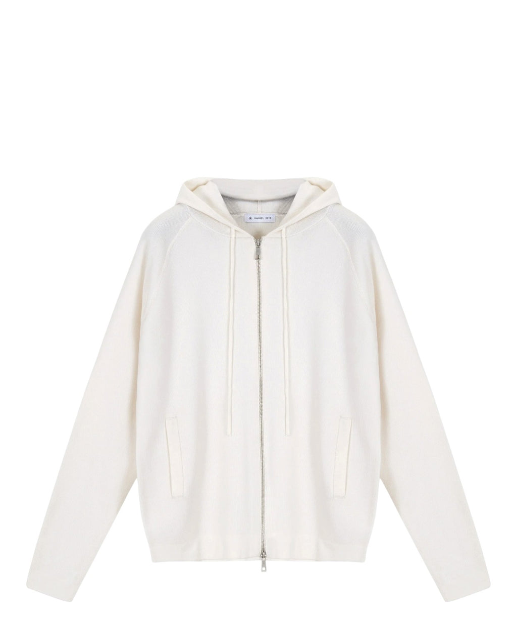 Pull Homme à capuche zippé en mélange de laine mérinos