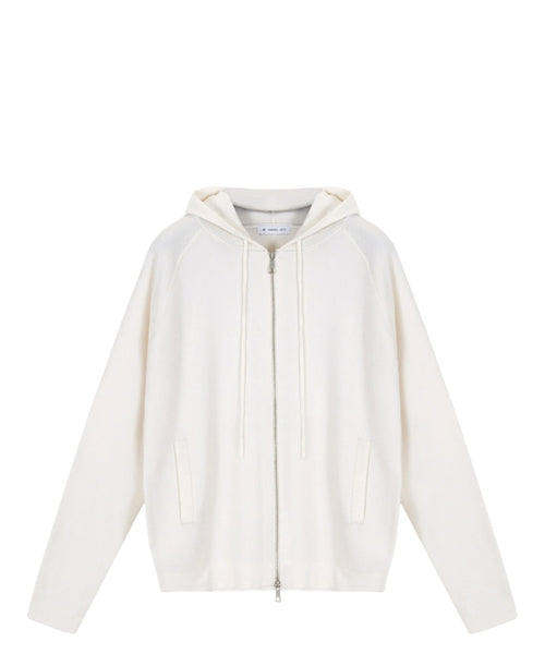 Pull Homme à capuche zippé en mélange de laine mérinos