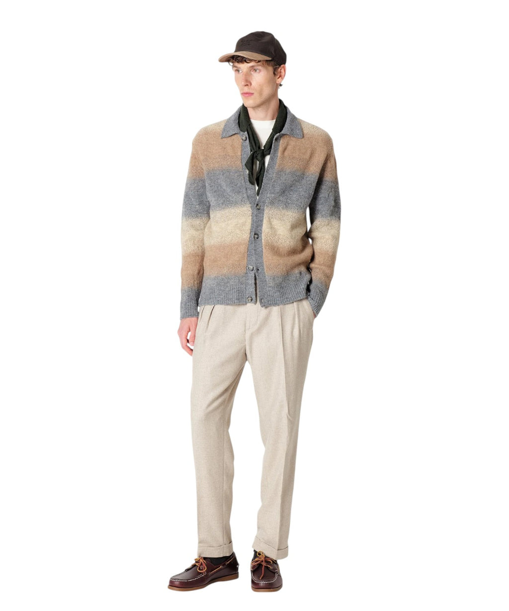 Cardigan Polo Dégradé in Misto Lana Stretch Elegante