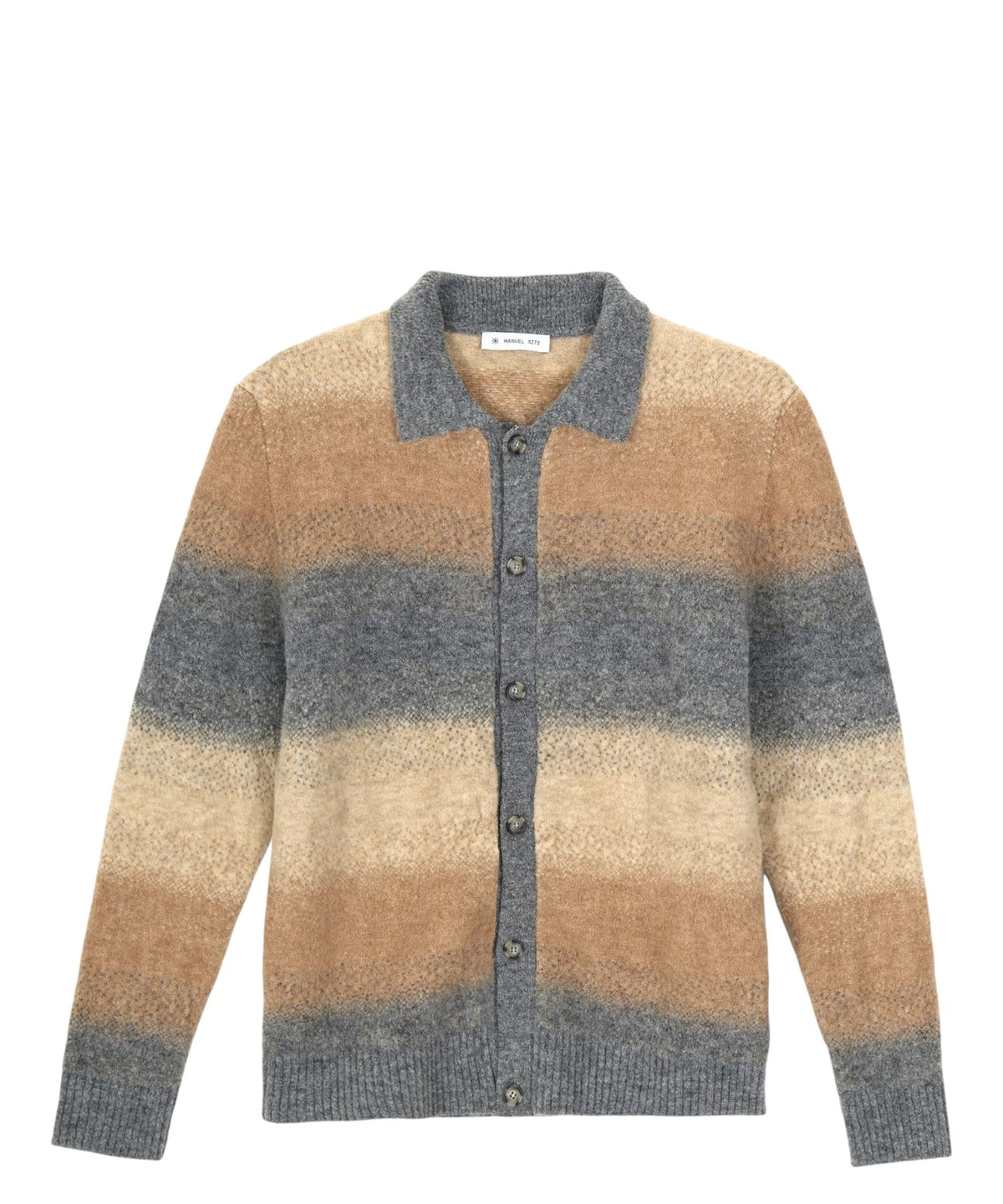Cardigan Polo Dégradé in Misto Lana Stretch Elegante