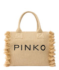 Sac cabas PINKO Beach en raphia tressé