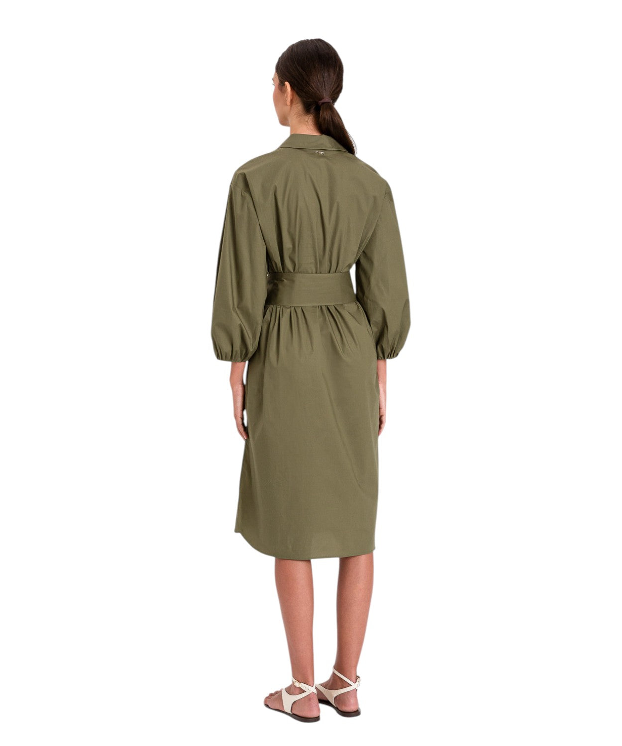 Robe midi en coton Twinset avec boutons et ceinture
