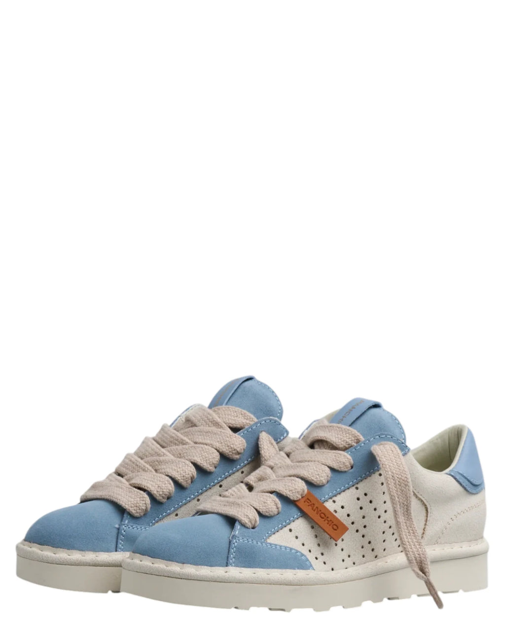 Baskets femme Panchic P001 en daim ivoire et bleu ciel