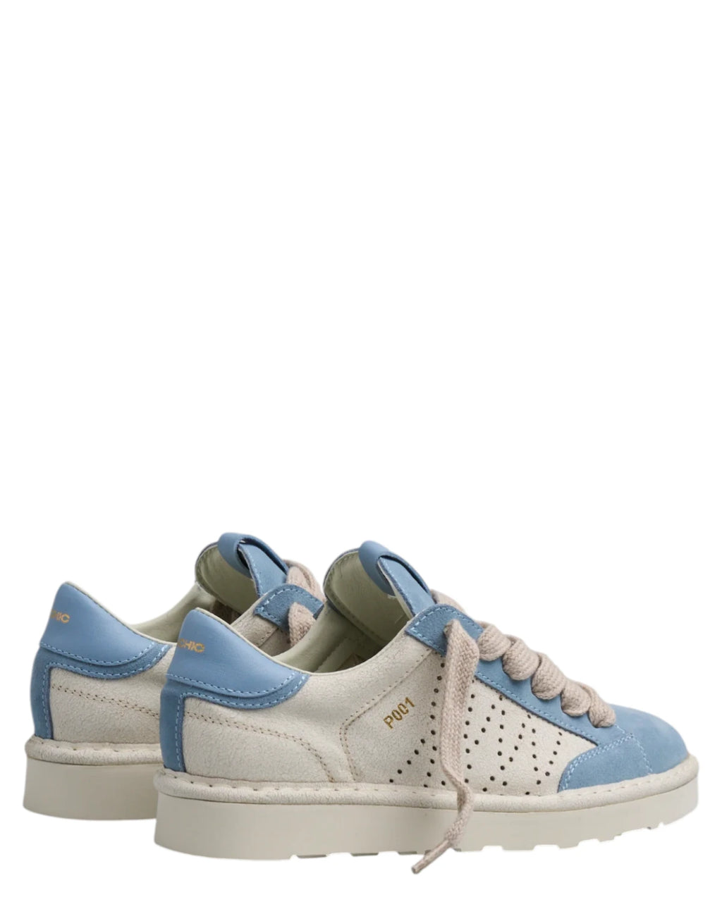 Baskets femme Panchic P001 en daim ivoire et bleu ciel