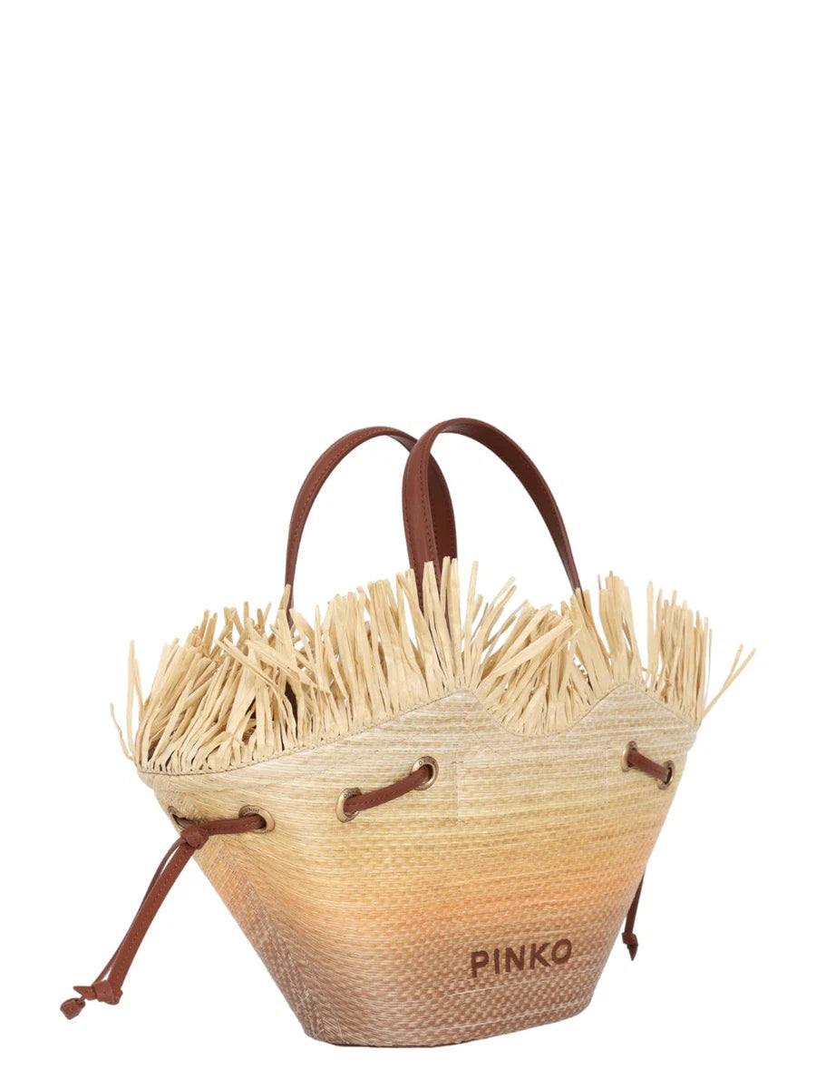 Small Pagoda Shopper in Rafia Sfumata-Pinko-Borse a mano-Vittorio Citro Boutique