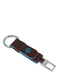 Porte-clés de voiture Piquadro en cuir avec mousqueton