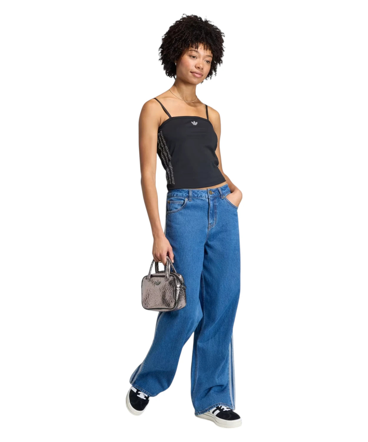 Adidas tube top con perle e paillettes