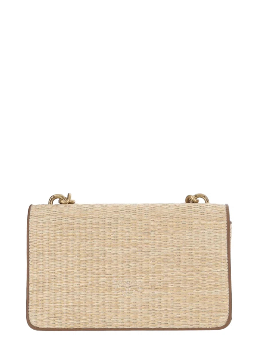 Mini Love Bag One Light in Rafia e Pelle-Pinko-Borse a spalla-Vittorio Citro Boutique