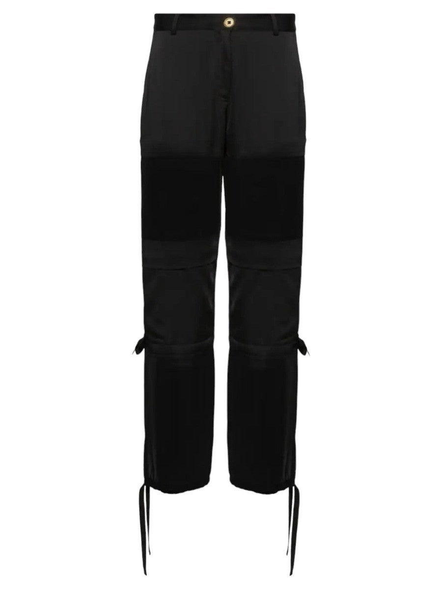 Pantalone "Priapo" in Satin Opaco con Dettagli in Georgette-Pinko-Pantaloni-Vittorio Citro Boutique