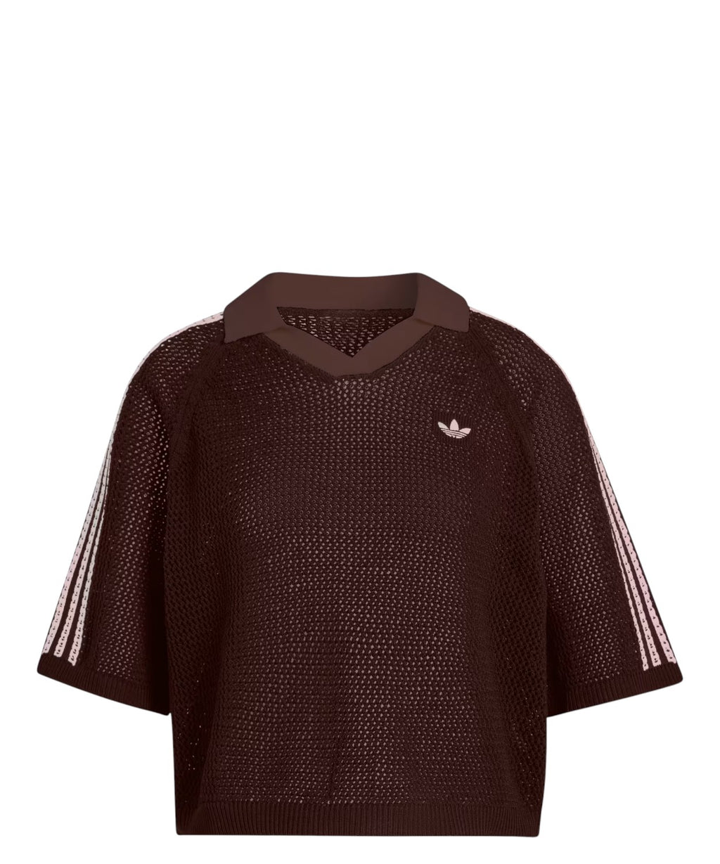 Polo adidas en maille crochet col V