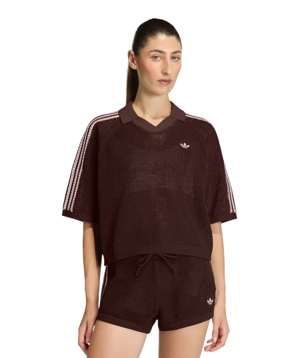 Polo adidas en maille crochet col V
