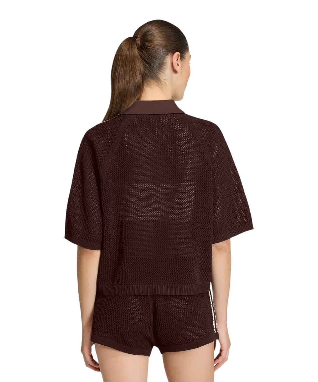 Polo adidas en maille crochet col V