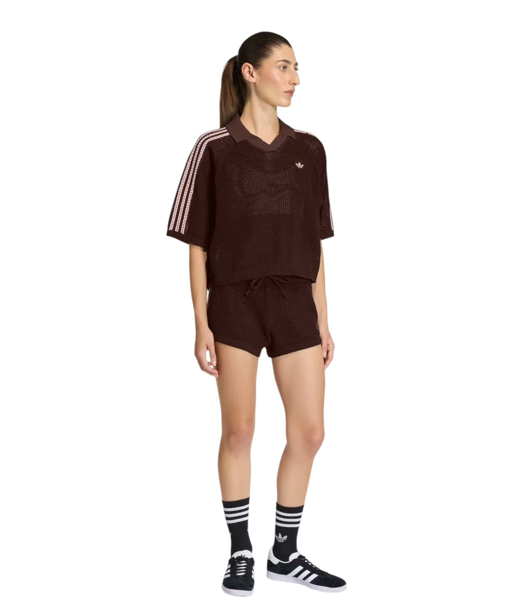 Polo adidas en maille crochet col V