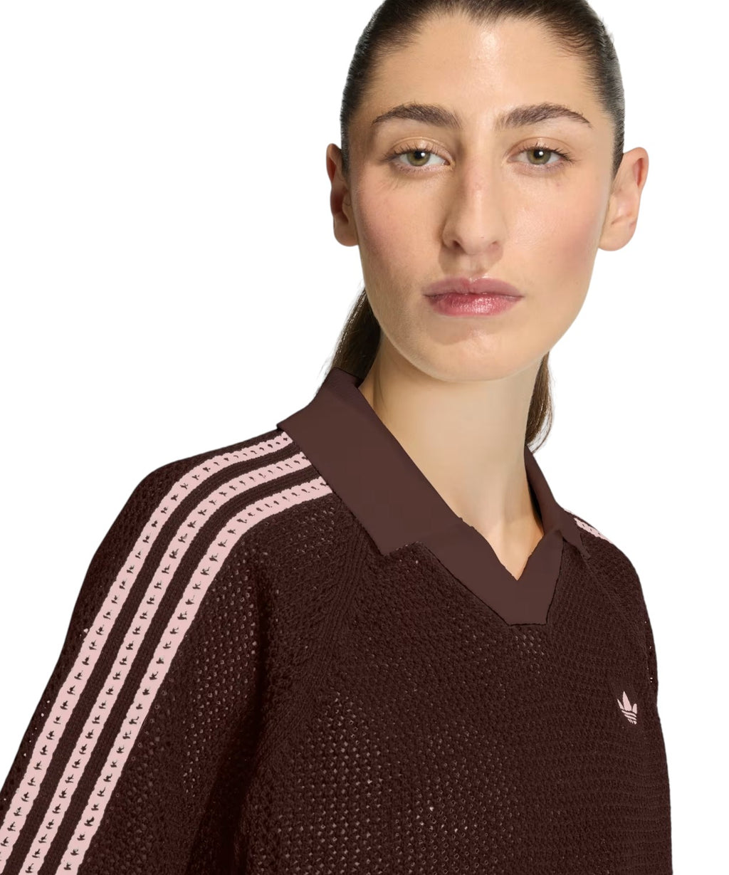 Polo adidas en maille crochet col V