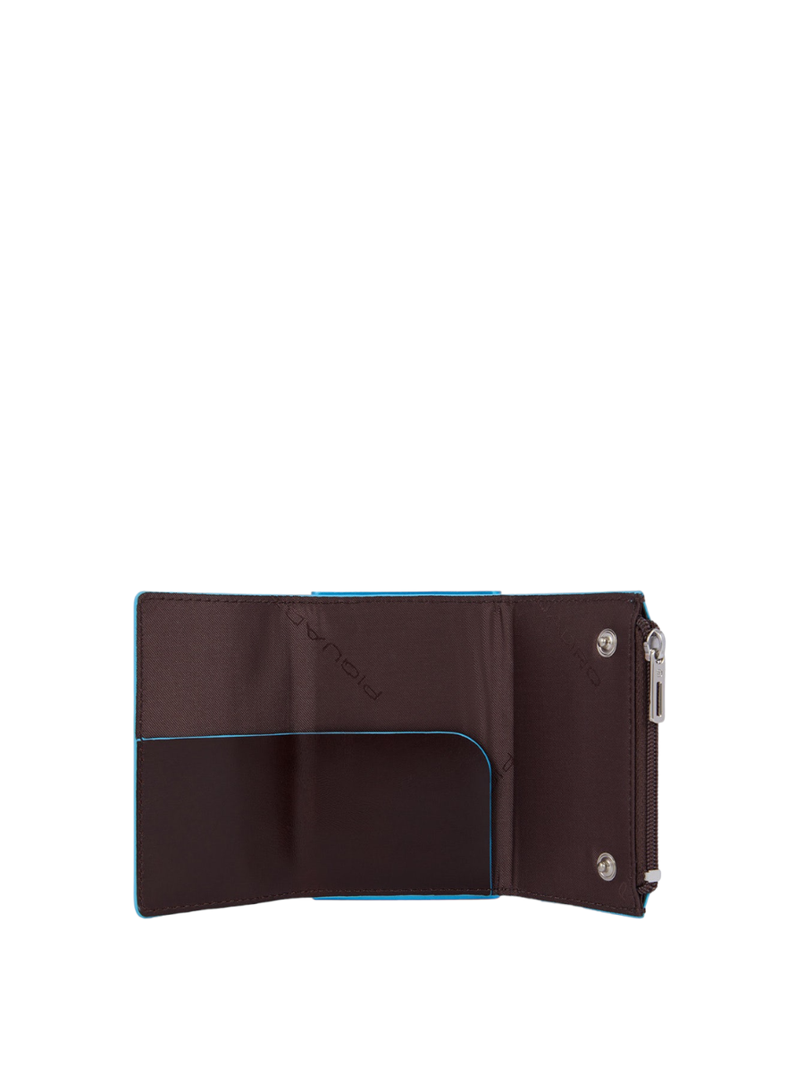 Compact wallet with sliding system and coin pocket Blue Square-Piquadro-Portafogli-Vittorio Citro Boutique
