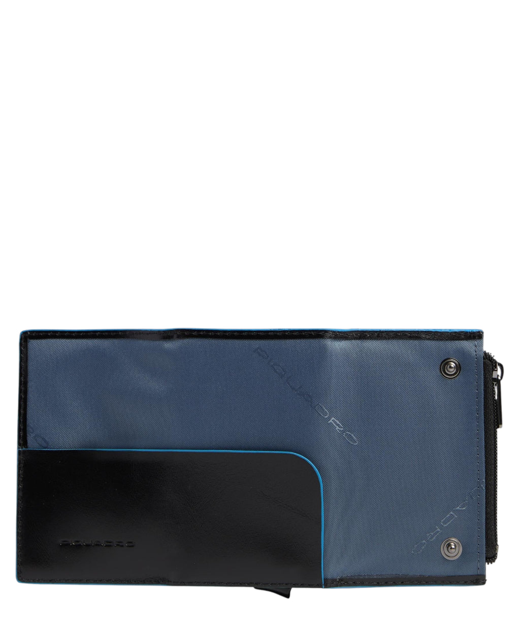 Portefeuille Homme Compact Automatique en Cuir et Métal