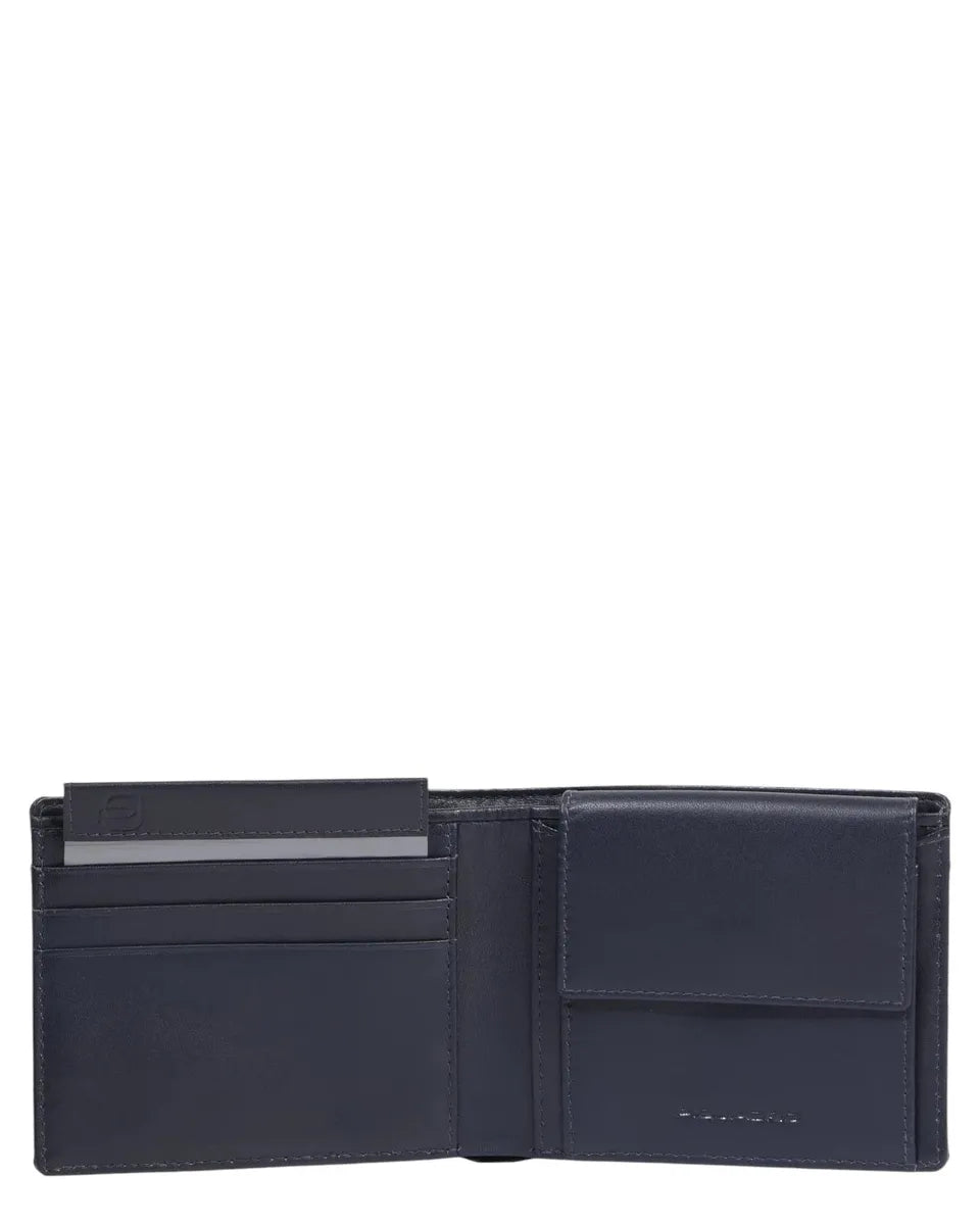 Portafoglio in Tessuto Riciclato e Pelle con Portamonete-Piquadro-Portafogli-Vittorio Citro Boutique