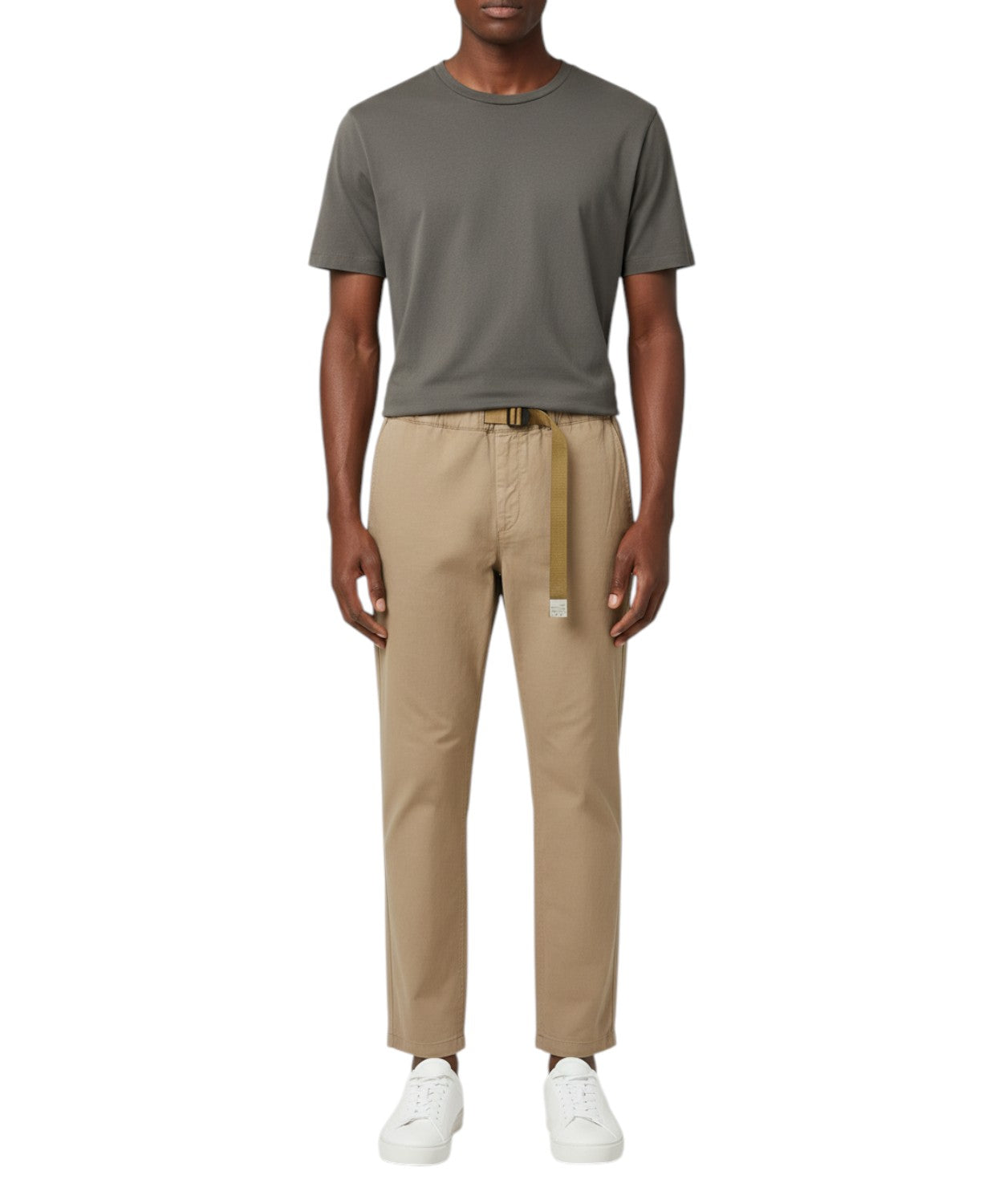 Pantalon GREG Homme White Sand avec Élastique à la Taille en Lin Mélangé