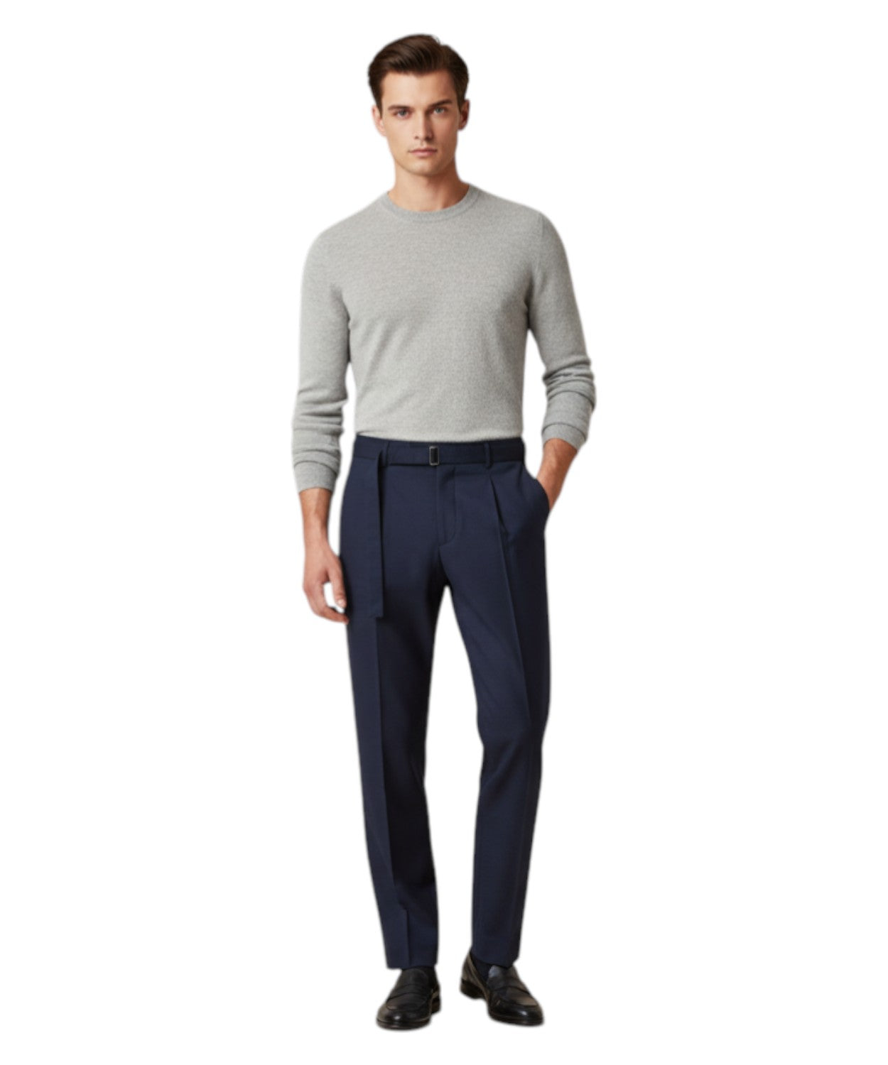 Be Able pantalone uomo elegante con fibbia e piega centrale