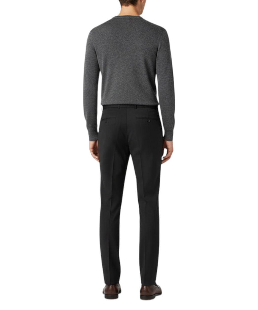 Pantalon Homme Noir Be Able avec Boucle et Pli Central