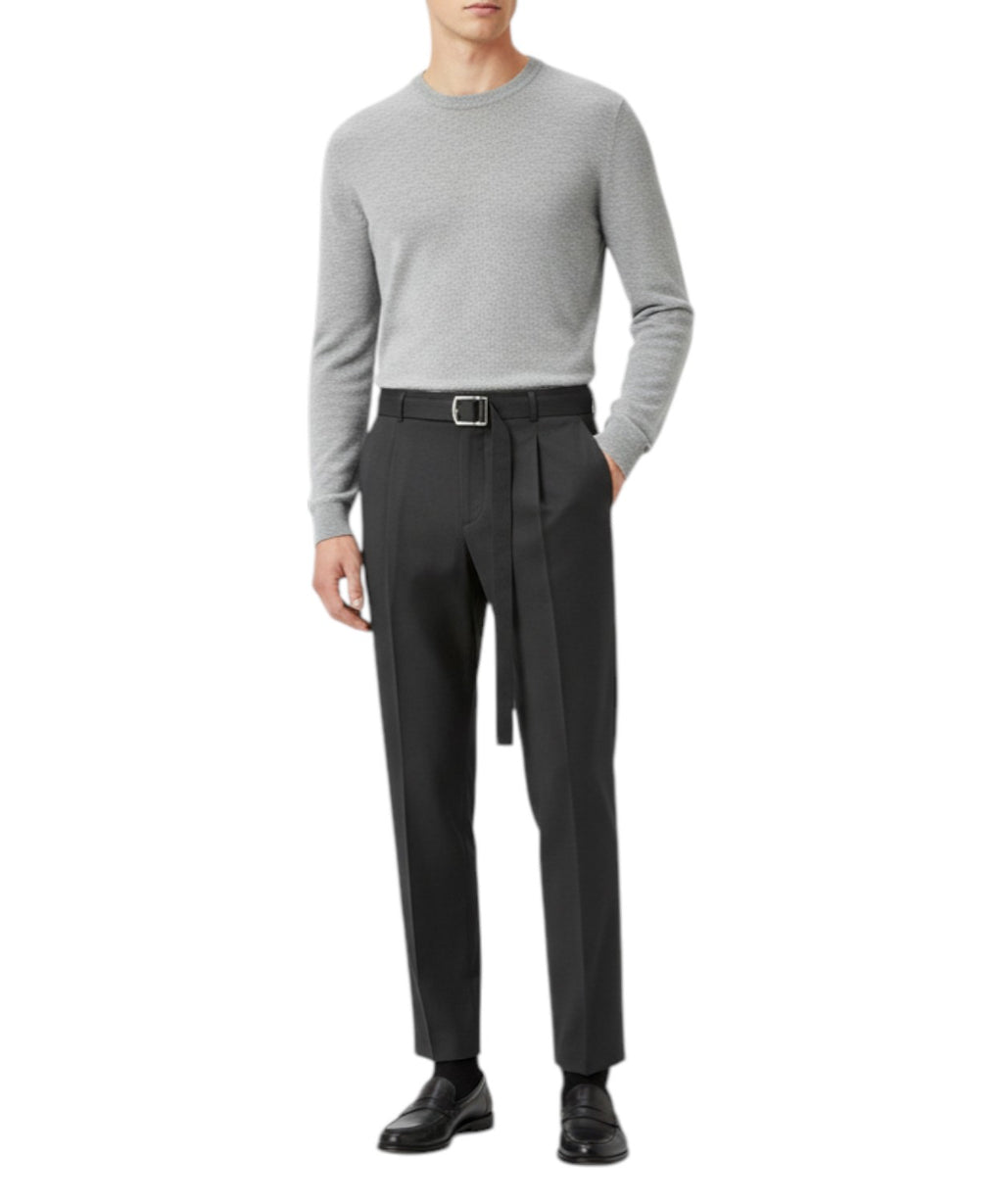 Pantalon Homme Noir Be Able avec Boucle et Pli Central