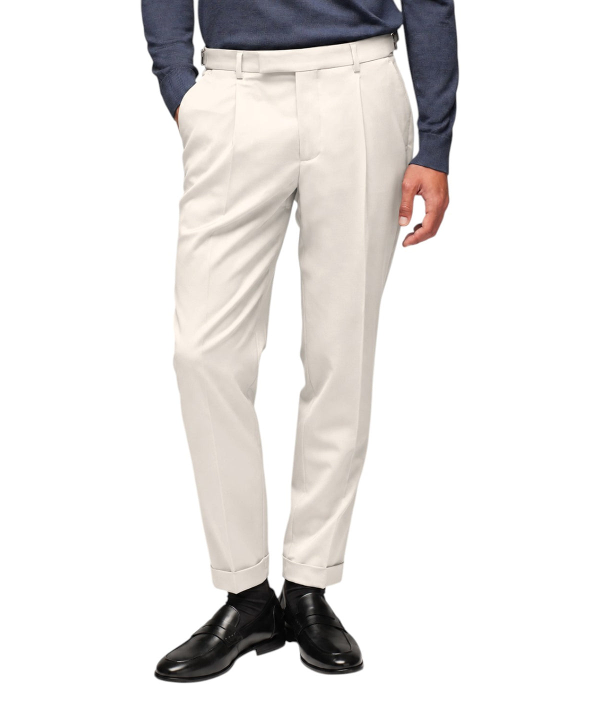 Pantalons Homme à pinces en sergé de laine stretch