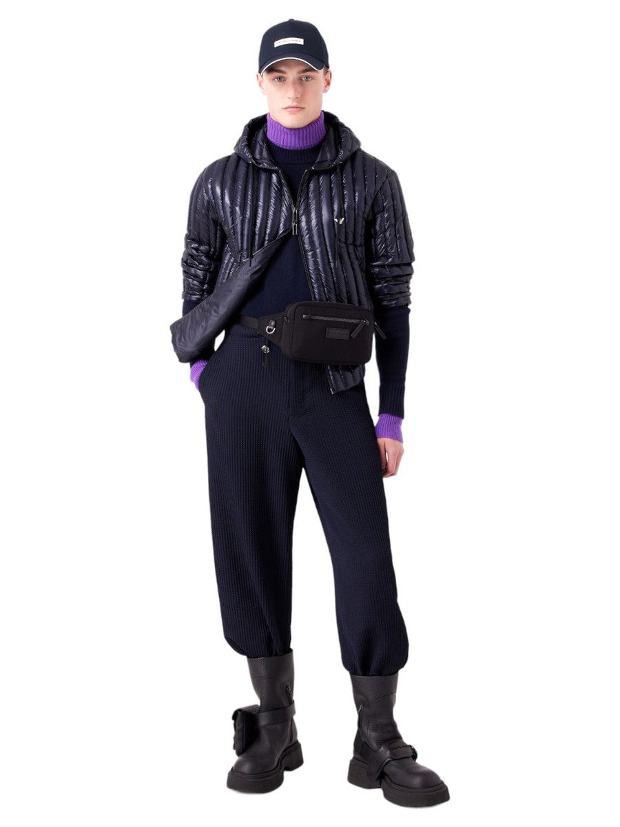 Piumino con cappuccio water repellent in nylon matelassé verticale-Emporio Armani-Piumini-Vittorio Citro Boutique